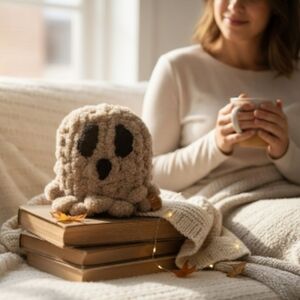 Chubby Boo Ghost Plush – Handmade Soft Plushie, Made to Order